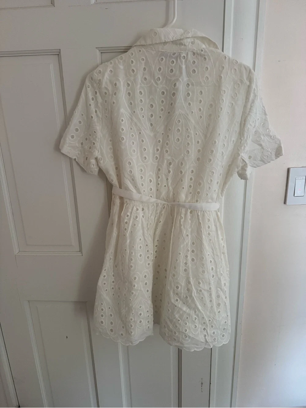Zara ZW Collection Embroidered Eyelet Mini Dress NWT Size M White - Picture 11 of 13